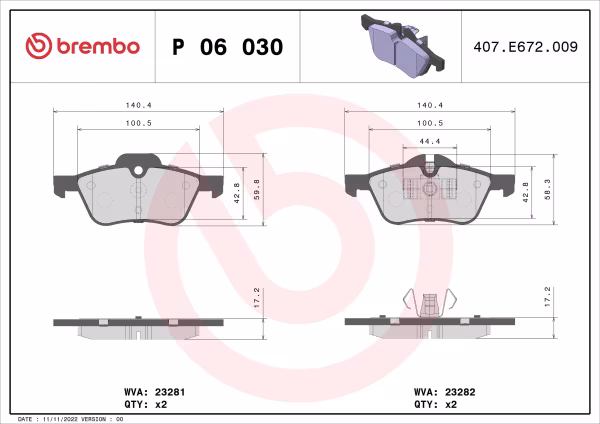 BREMBO Kit pastiglie freno, Freno a disco