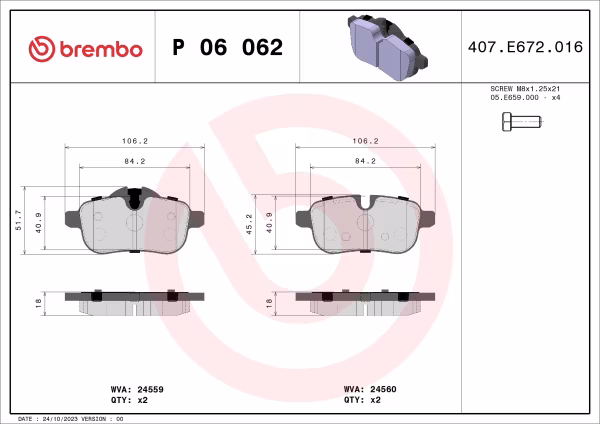 BREMBO Kit pastiglie freno, Freno a disco