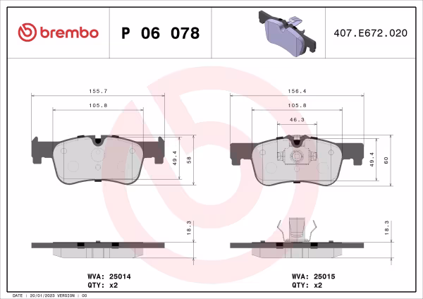 BREMBO Kit pastiglie freno, Freno a disco