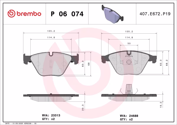 BREMBO Kit pastiglie freno, Freno a disco