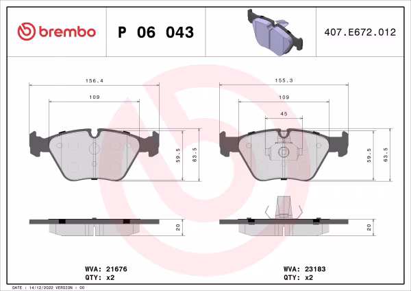 BREMBO Kit pastiglie freno, Freno a disco