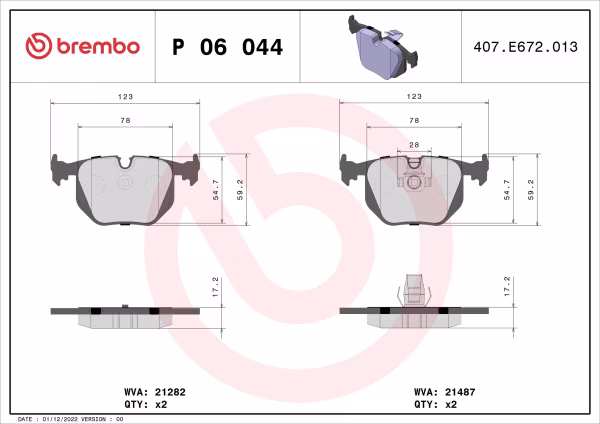 BREMBO Kit pastiglie freno, Freno a disco
