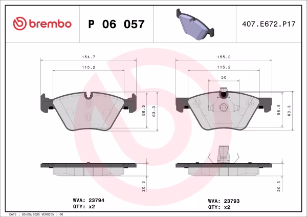 BREMBO Kit pastiglie freno, Freno a disco