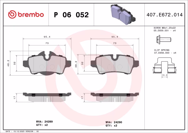 BREMBO Kit pastiglie freno, Freno a disco