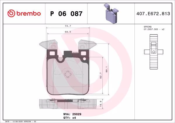 BREMBO Kit pastiglie freno, Freno a disco