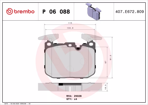 BREMBO Kit pastiglie freno, Freno a disco