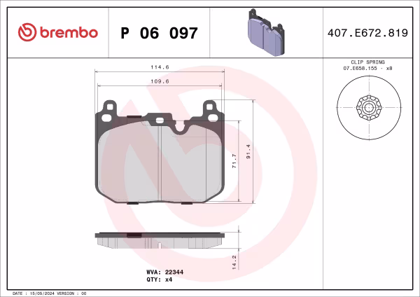 BREMBO Kit pastiglie freno, Freno a disco