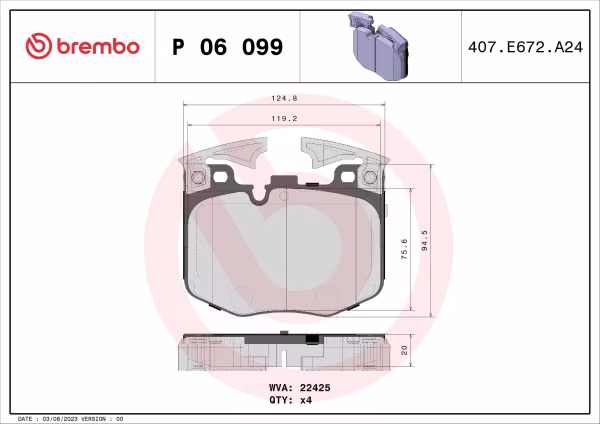 BREMBO Kit pastiglie freno, Freno a disco