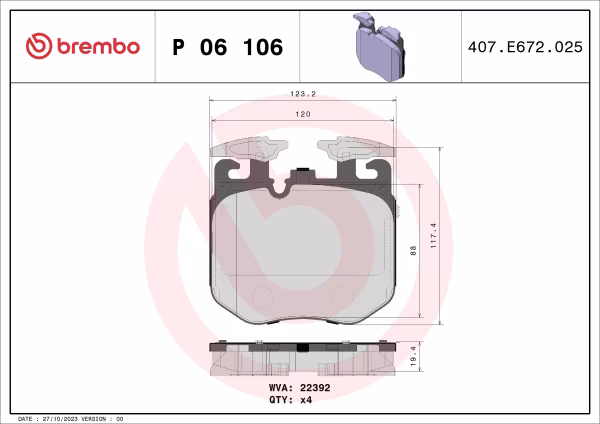 BREMBO Kit pastiglie freno, Freno a disco