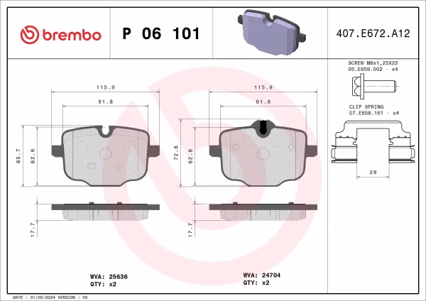 BREMBO Kit pastiglie freno, Freno a disco