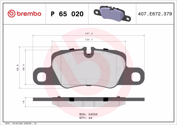 BREMBO Kit pastiglie freno, Freno a disco