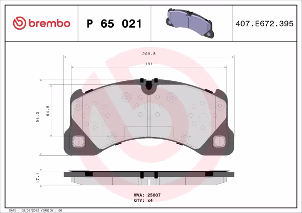 BREMBO Kit pastiglie freno, Freno a disco