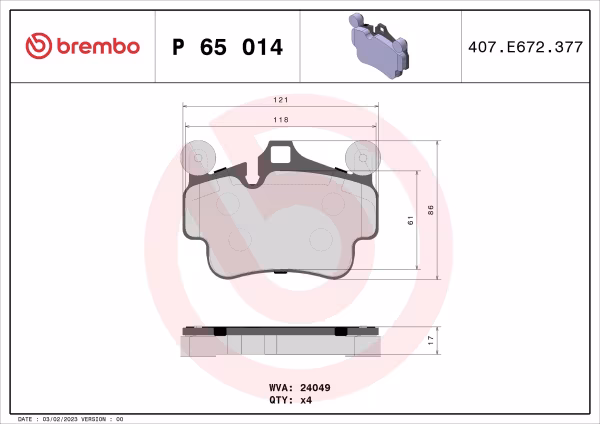 BREMBO Kit pastiglie freno, Freno a disco