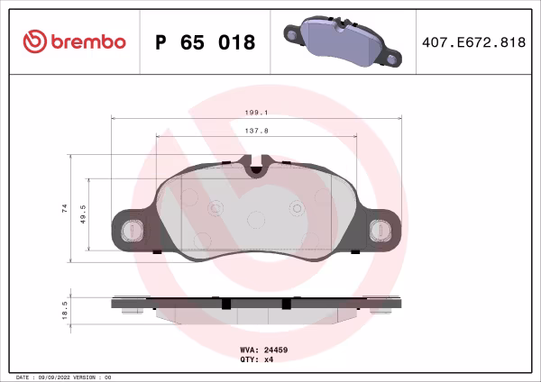 BREMBO Kit pastiglie freno, Freno a disco
