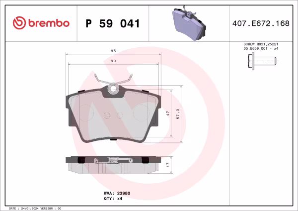 BREMBO Kit pastiglie freno, Freno a disco