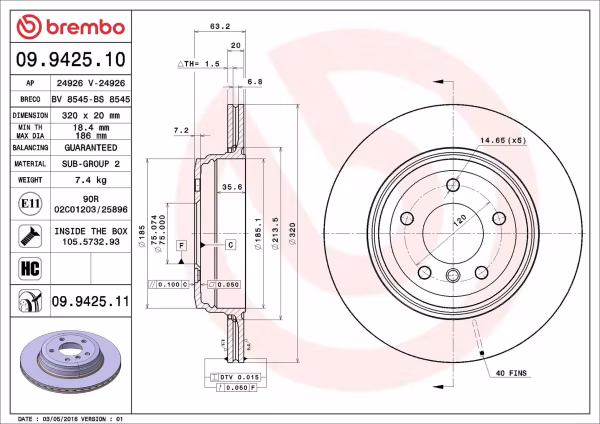 BREMBO Disco freno