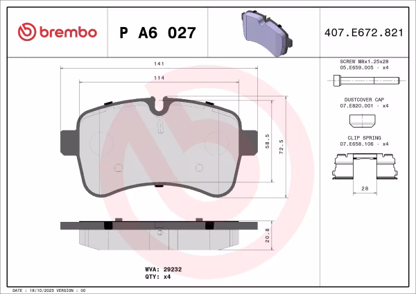 BREMBO Kit pastiglie freno, Freno a disco