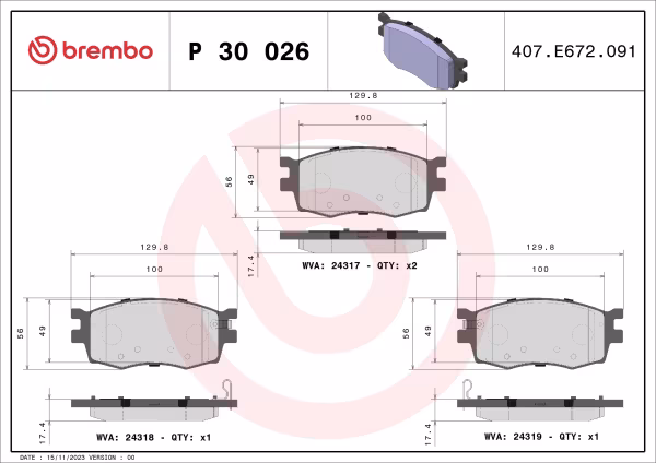 BREMBO Kit pastiglie freno, Freno a disco