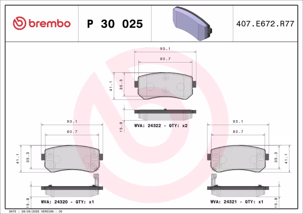 BREMBO Kit pastiglie freno, Freno a disco
