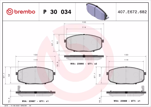 BREMBO Kit pastiglie freno, Freno a disco