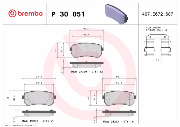 BREMBO Kit pastiglie freno, Freno a disco