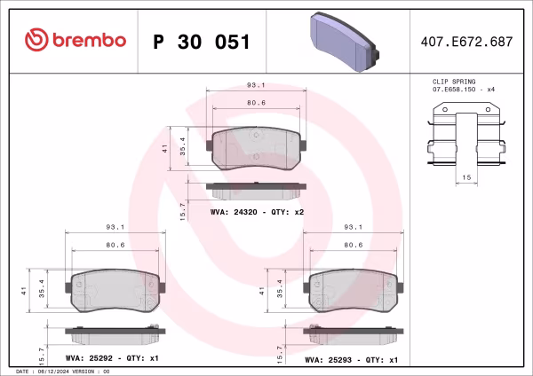 BREMBO Kit pastiglie freno, Freno a disco