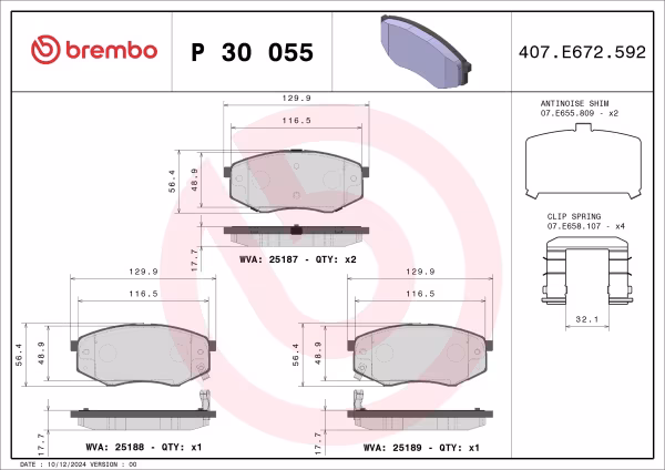 BREMBO Kit pastiglie freno, Freno a disco