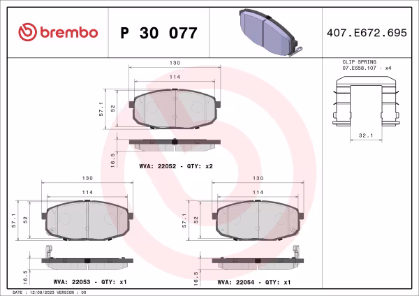 BREMBO Kit pastiglie freno, Freno a disco