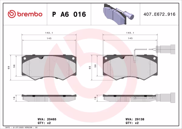 BREMBO Kit pastiglie freno, Freno a disco
