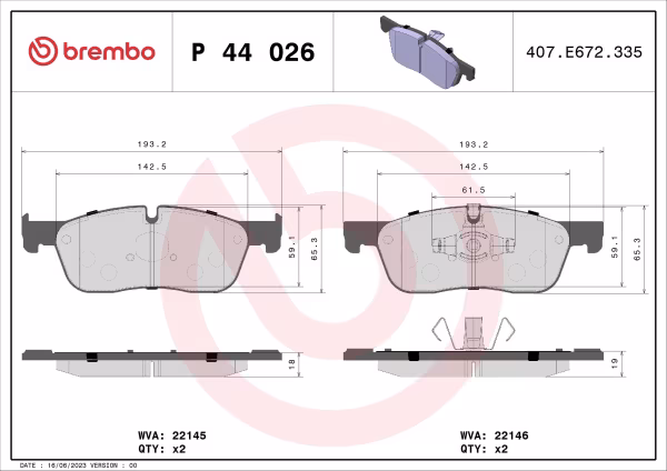 BREMBO Kit pastiglie freno, Freno a disco