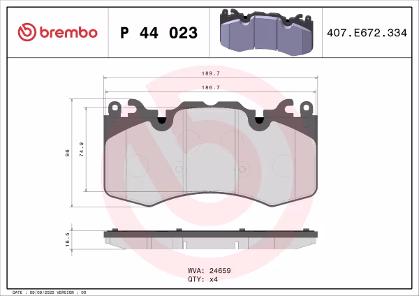 BREMBO Kit pastiglie freno, Freno a disco