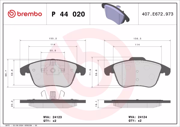 BREMBO Kit pastiglie freno, Freno a disco
