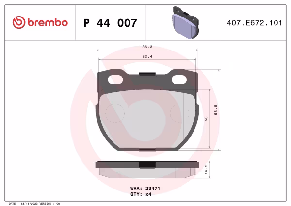 BREMBO Kit pastiglie freno, Freno a disco