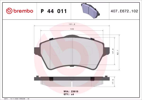 BREMBO Kit pastiglie freno, Freno a disco