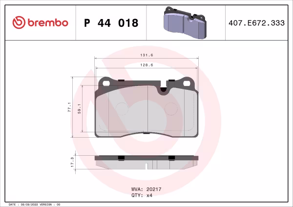 BREMBO Kit pastiglie freno, Freno a disco