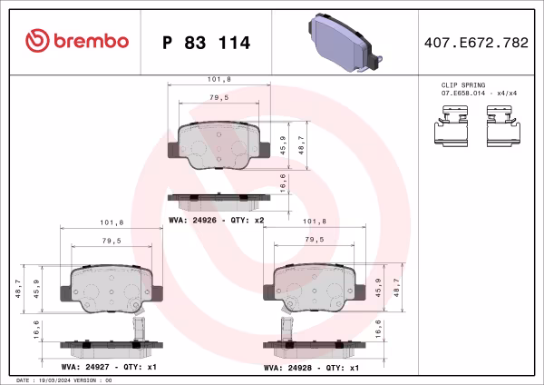 BREMBO Kit pastiglie freno, Freno a disco