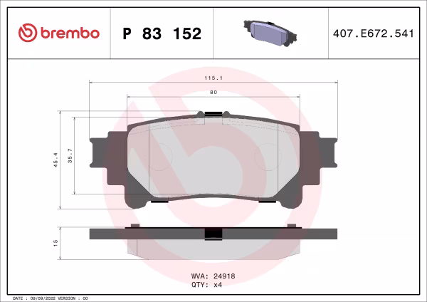 BREMBO Kit pastiglie freno, Freno a disco