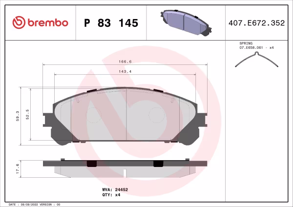 BREMBO Kit pastiglie freno, Freno a disco