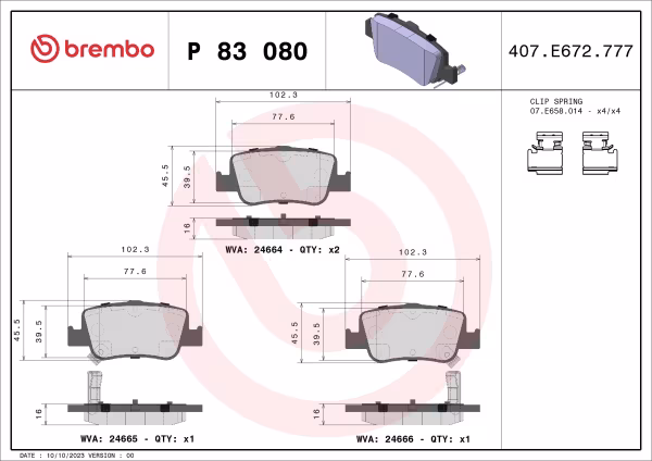 BREMBO Kit pastiglie freno, Freno a disco