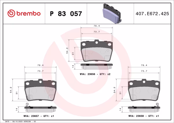 BREMBO Kit pastiglie freno, Freno a disco