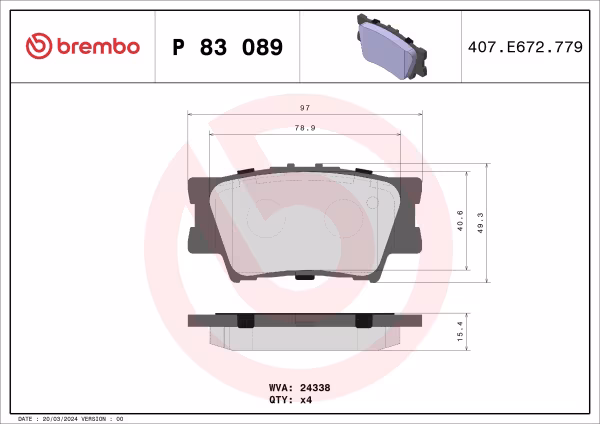 BREMBO Kit pastiglie freno, Freno a disco