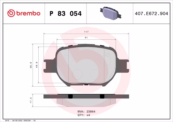 BREMBO Kit pastiglie freno, Freno a disco
