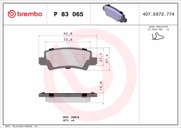 BREMBO Kit pastiglie freno, Freno a disco