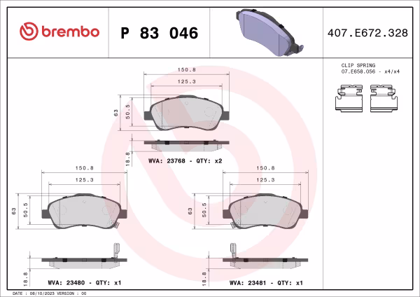BREMBO Kit pastiglie freno, Freno a disco
