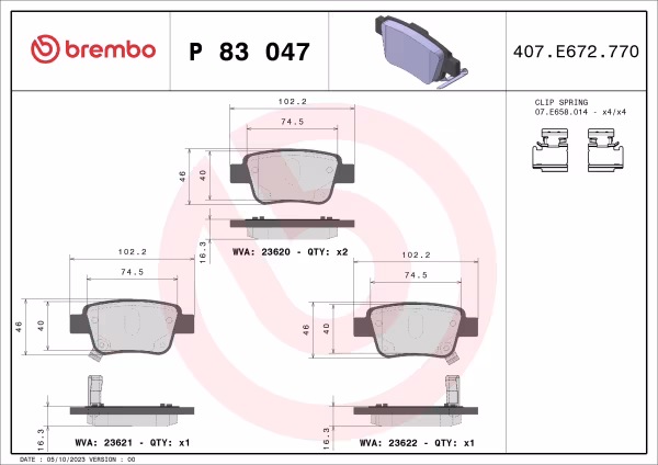BREMBO Kit pastiglie freno, Freno a disco