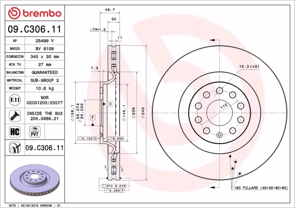 BREMBO Disco freno