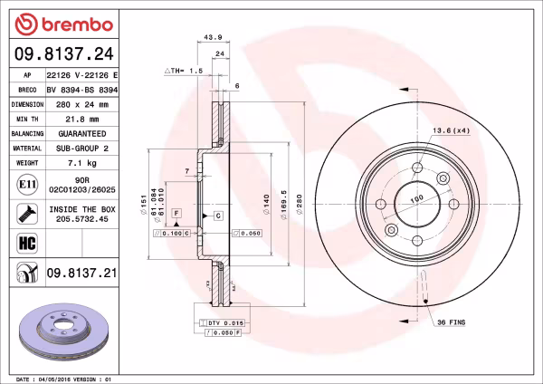 BREMBO Disco freno