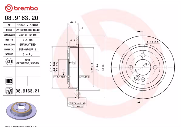BREMBO Disco freno