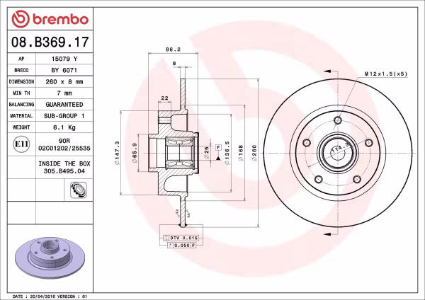 BREMBO Disco freno