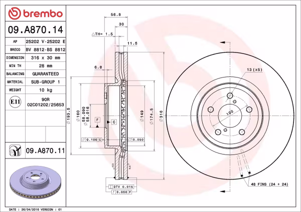 BREMBO Disco freno